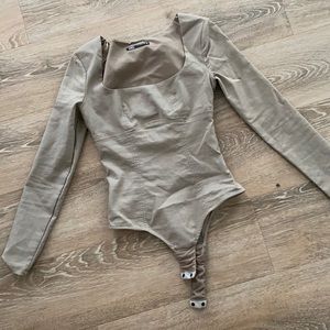Zara square neck bodysuit long sleeve